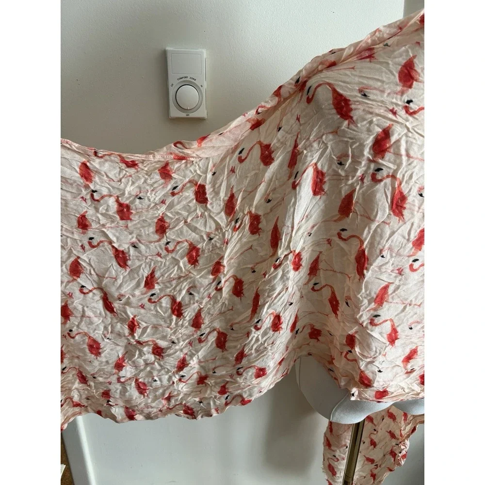 Kate Spade Scarf Festive Flamingos Oblong Pink Resort‎ Vacation Summer *FLAW